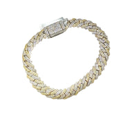 Moissanite Cuban Bracelet - 2 Tone - Gold/Silver - 10mm 8"